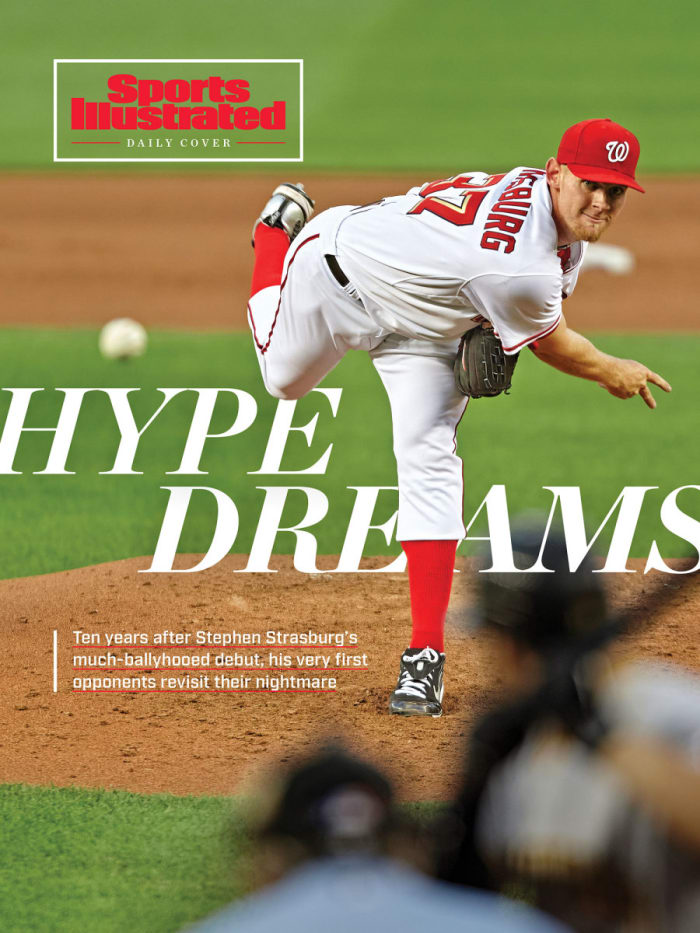 Nationals pitcher Stephen Strasburg fires a pitch in his 2010 MLB debut.